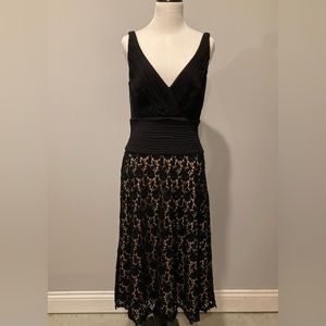 Tadashi Collection Silk Sleeveless Embroidered Dress, Size 8, Black